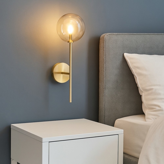 Equinoxe ap1 ideal lux applique per camera da letto vetro ambra sfumato