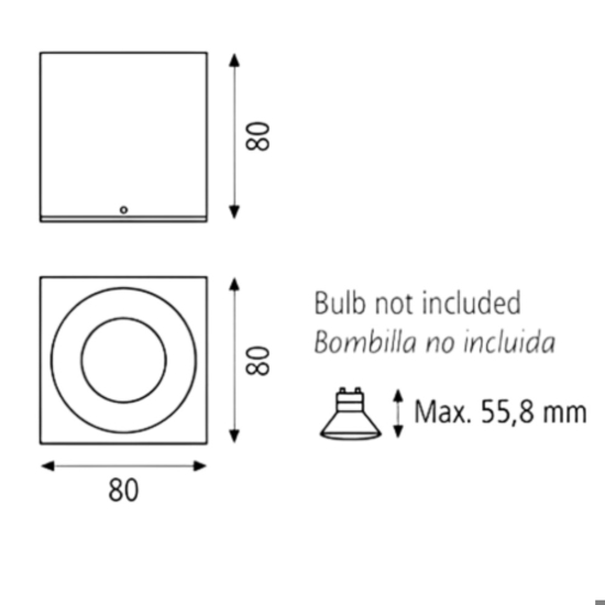 Faretto cubo per esterno da soffitto ip54 grigio nickel
