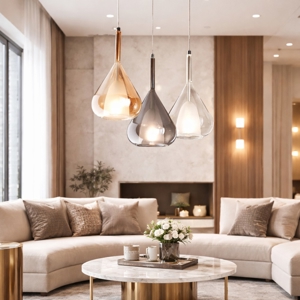 Lampadario moderno a sospensione per soggiorno fabas luce lila