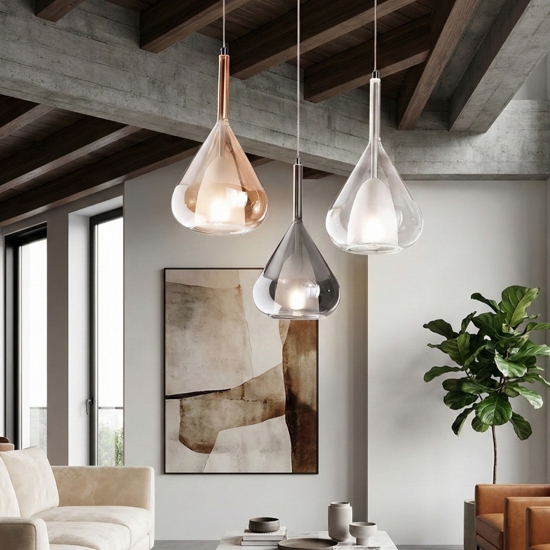 Lampadario moderno a sospensione per soggiorno fabas luce lila