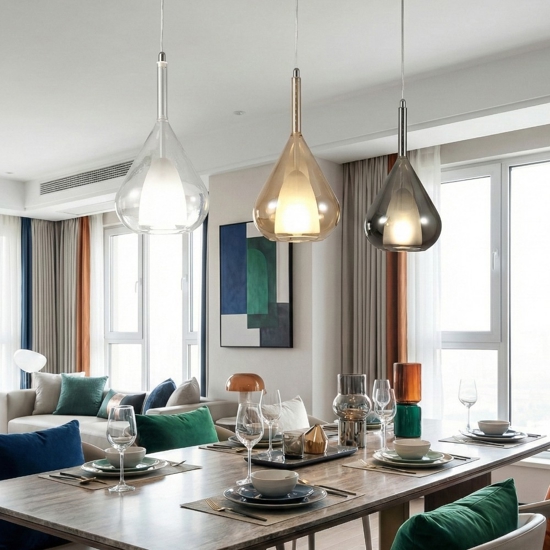 Fabas luce lila lampadario a sopensioni in vetro multicolor