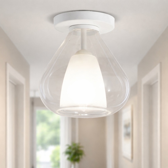Plafoniera vetro trasparente fabas luce lila