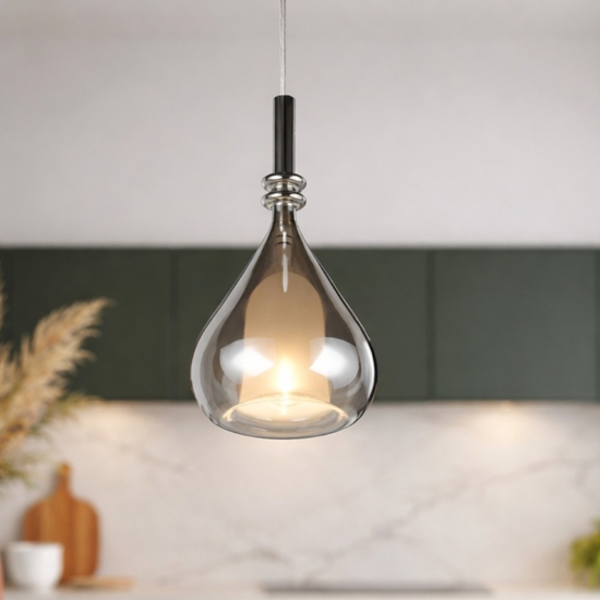 Lampada a sospensione sfera di vetro specchio cromo