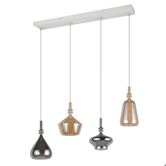 Lampadario per tavolo sala da pranzo con 4 pendenti i vetro