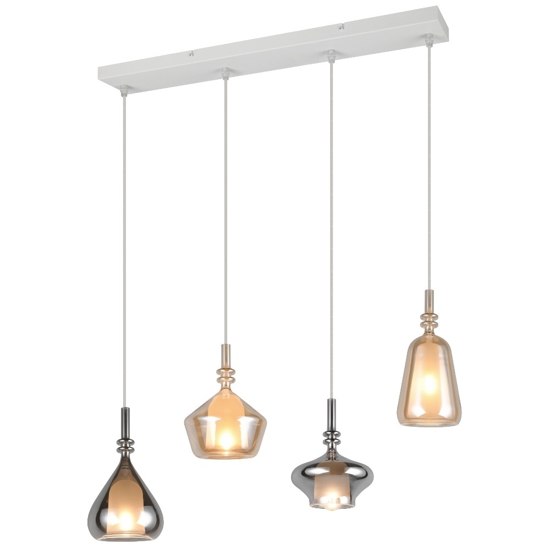 Lampadario per tavolo sala da pranzo con 4 pendenti i vetro