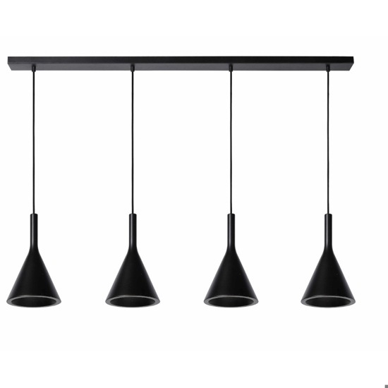 Lampadario di ceramica 4 luci nera per tavolo cucina