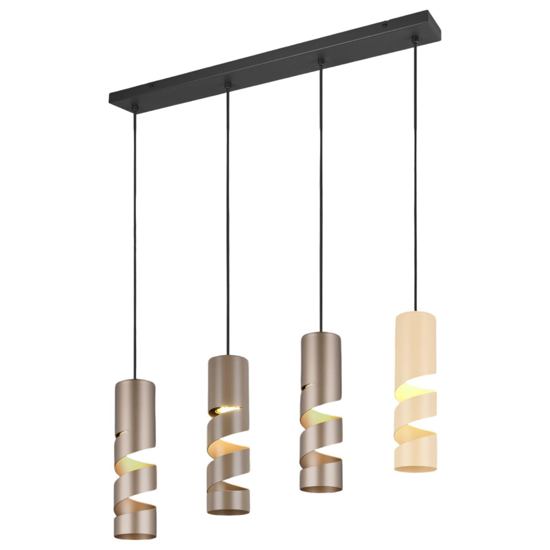 Lampadario moderno 4 luci cilindri beige e caffe moderna