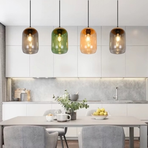 Lampadario moderno vetri colorati per sala da pranzo
