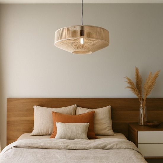 Lampadario per camera da letto cotone beige