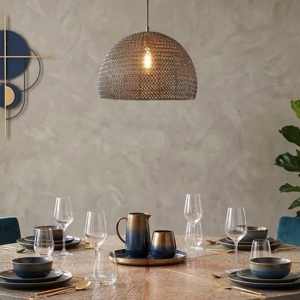Lampadario cupola maglie di metallo ottone invecchiato