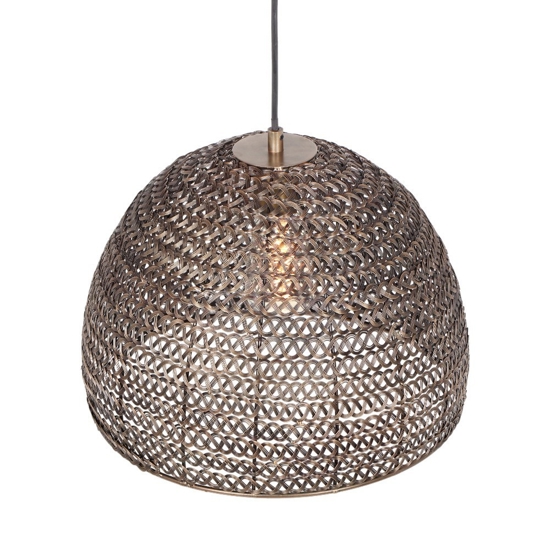 Lampadario cupola maglie di metallo ottone invecchiato