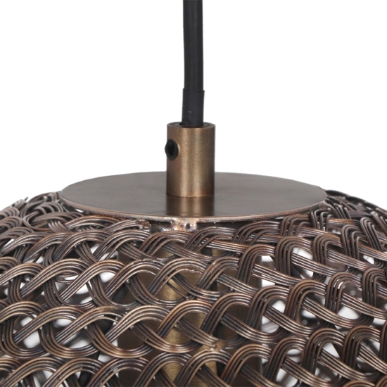 Lampadario cupola maglie di metallo ottone invecchiato