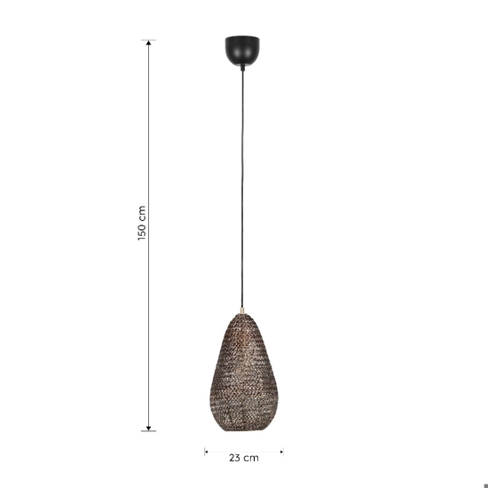 Lampada a sospensione maglia di metallo ottone invecchiato
