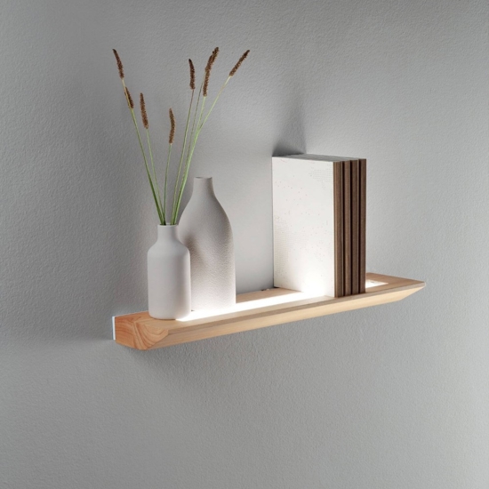 Applique mensola da parete di legno quercia moderna fabas luce linus