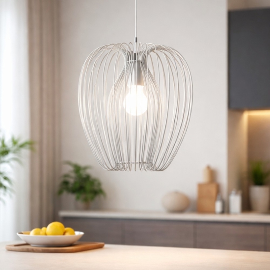 Lampada a sospensione bianca in metallo fabas luce camp