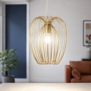 Lampada a sospensione oro opaco in metallo fabas luce camp