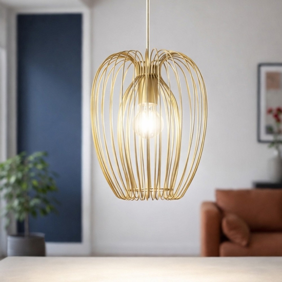 Lampada a sospensione oro opaco in metallo fabas luce camp
