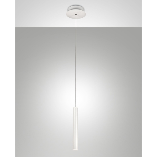 Lampada a sospensione cilindrica bianca led biemissione fabas luce prado