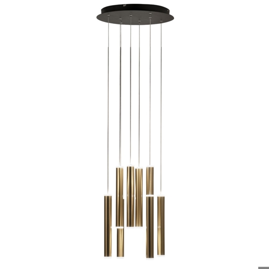 Lampadario pendenti cilindri oro a sospensione fabas luce prado