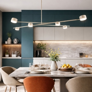 Lampadario per cucina moderna beige luci orientabili