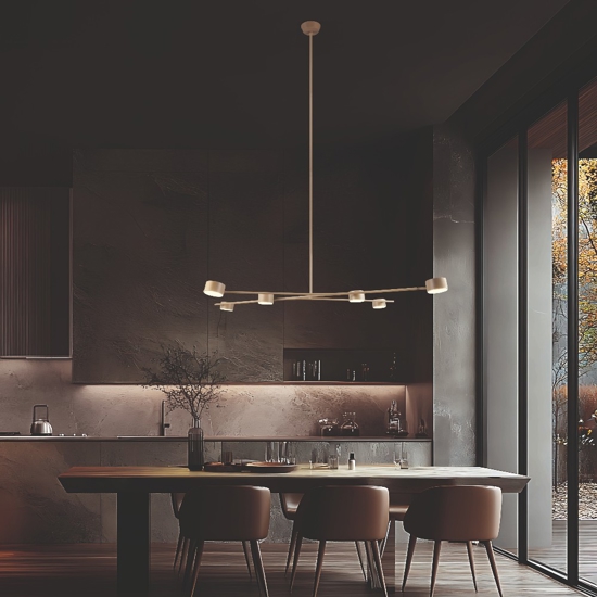 Lampadario per cucina moderna beige luci orientabili