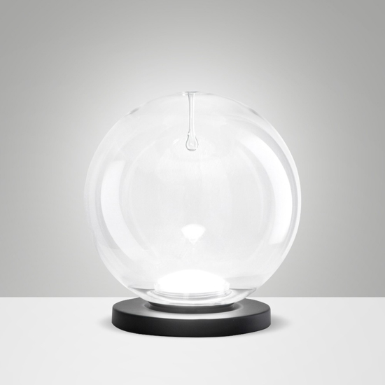 Lampada da comodino sfera di vetro trasparente fabas luce ariel