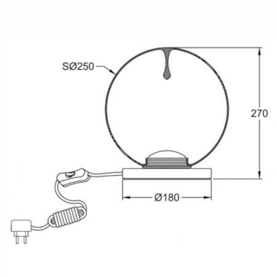 Lampada da comodino sfera di vetro trasparente fabas luce ariel