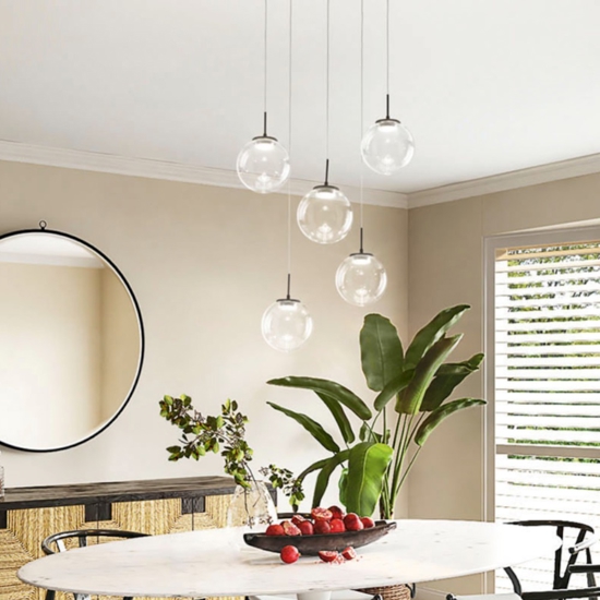Lampadario ariel fabas luce sfere vetro per soggiorno modderno