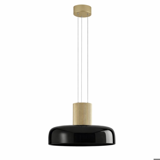 Lampadario oro per cucina cupola vetro nero fabas luce lunar
