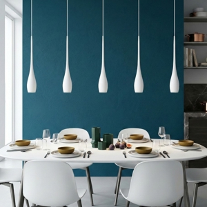 Lampadario coco bianco fabas luce per tavolo da pranzo led 35w 3000k