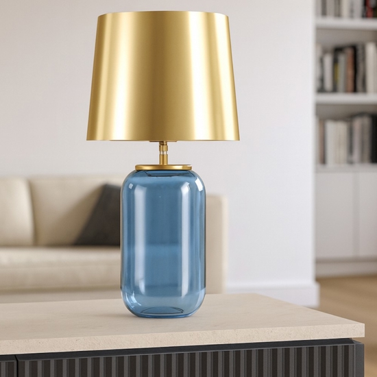 Lampada da tavolo in vetro ottanio per salotto cuite eglo