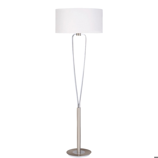 Piantana lampada da terra moderna nichel paralume bianco