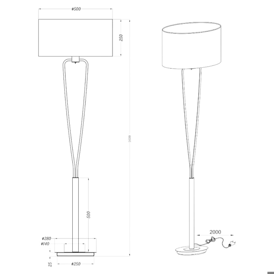 Piantana lampada da terra moderna nichel paralume bianco
