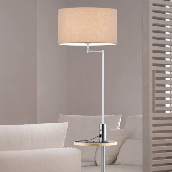 Piantana moderna grigio nickel con tavolino presa usb ricarica