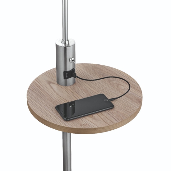 Piantana moderna grigio nickel con tavolino presa usb ricarica
