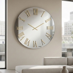 Orologio moderno a parete effetto specchio numeri oro