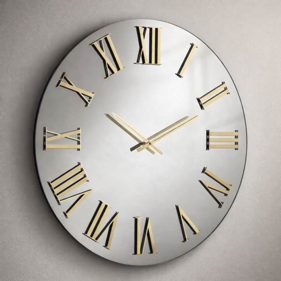 Orologio moderno a parete effetto specchio numeri oro