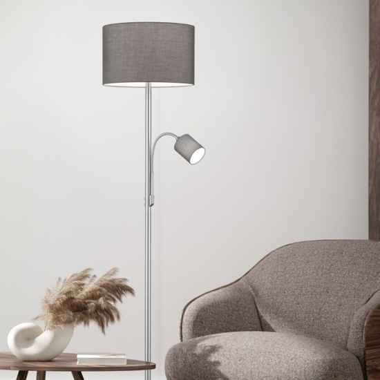 Lampada da terra per salotto due luci orientabile colore argento