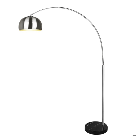 Lampada ad arco parabola cupola nickel base effetto marmo h200 cm