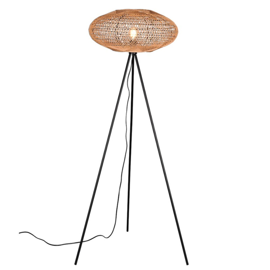 Lampada da terra per salotto contemporaneo vimini