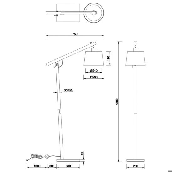 Lampada da terra per salotto h156 cm moderna nera orientabile