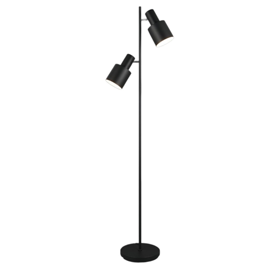 Lampada da terra moderna nera con due luci orientabili h161 cm