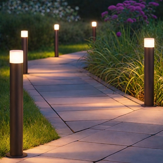Lampione per esterni da giardino marrone cilindro corten