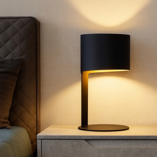 Lampada design moderna da comodino nera per camera da letto