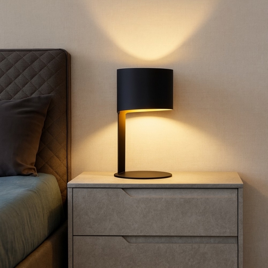 Lampada design moderna da comodino nera per camera da letto