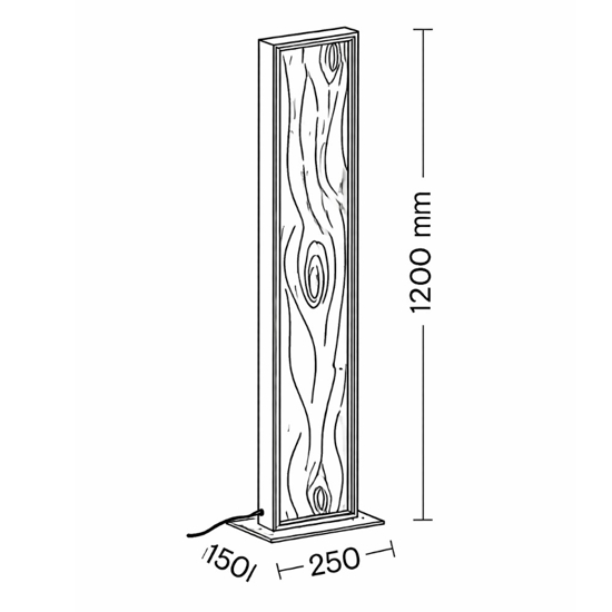 Piantana di legno rettangolare moderna led dimmerabile
