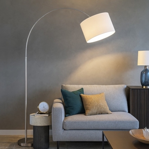 Lampada ad arco moderna per soggiorno paralume bianco