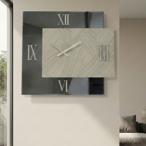 Grande orologio da parete 100x115cm specchio fume carta da parati