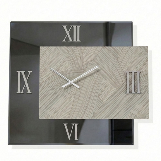 Grande orologio da parete 100x115cm specchio fume carta da parati
