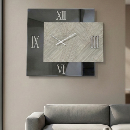 Orologio da parete 80x90 design specchio fume carta da parati